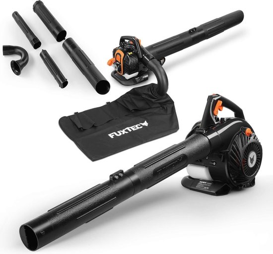 FUXTEC Bladblazer Benzine 'Pro' - Bladzuiger - Blaas- en zuigfunctie en Versnipperfunctie - 60 l Opvangzak - 3 in 1 - 25,4cc 2-takt - 223 km/h - FX-LBS126P van FUXTEC