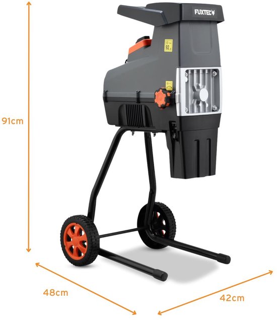 FUXTEC elektrische tuinhakselaar FX-EGH2800T | rolhakselaar 2800W | max. 44mm takken | 60L opvangbak | stille werking met omkeer- en overbelastingsbeveiliging van Merkloos	