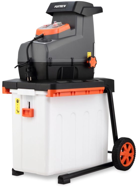 FUXTEC elektrische tuinversnipperaar FX-EGH2800B, rolversnipperaar 2800W met omkeerrotatie, geluidsarm 91,7dB(A), 44mm snijdikte, 60L opvangbak, overbelastingsbeveiliging en veiligheidsuitschakeling