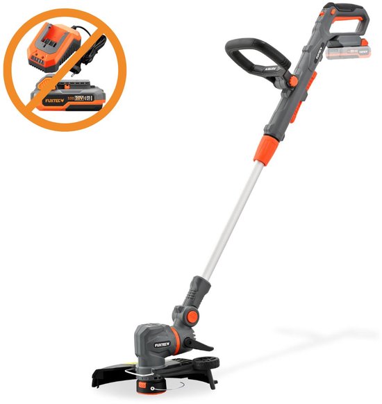 FUXTEC FX-E1RT20PRO accu grastrimmer 20V zonder accu en oplader | Kantensnijder met draad en mes, 28 cm snijbreedte en telescoopsteel