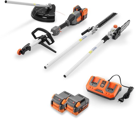 FUXTEC FX-E2MTSET accu multitool 40V met 2 accu’s en oplader 3-in-1 set | Grastrimmer, bosmaaier, heggenschaar en kettingzaagopzetstuk