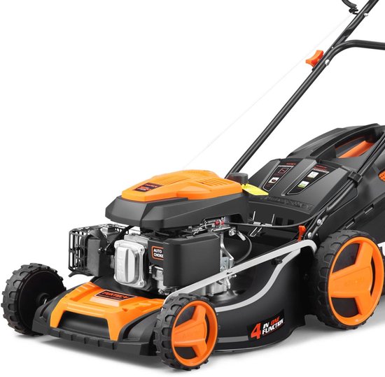 FUXTEC Grasmaaier Benzine - 51cm - Zelfrijdend / Zelftrekkend / Achterwielaandrijving - Mulchfunctie - Opvangbak 60L - FX-RM5196 van Merkloos	
