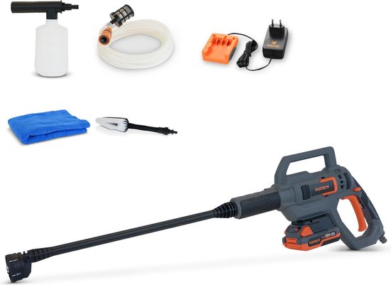 FUXTEC hogedrukreiniger accu 20V - set met batterij (2Ah) en lader (1A) & accessoires van FUXTEC