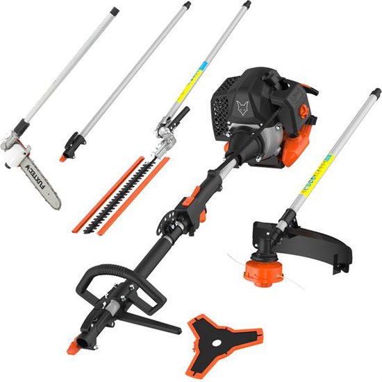 FUXTEC Multitool Benzine 5 in1 - Multigereedschap - Bosmaaier - Kettingzaag beweegbaar - Heggenschaar - 1m verlenging - FX-MT252ER van FUXTEC