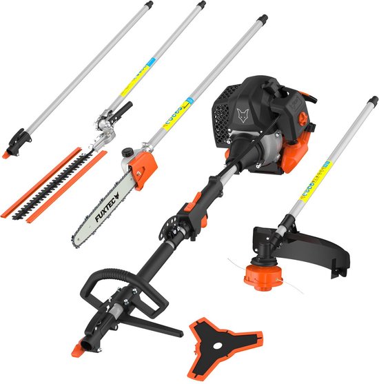 FUXTEC Multitool Benzine 5 in1 - Multigereedschap - Bosmaaier - Kettingzaag - Heggenschaar - 1m verlenging - FX-MT152E van FUXTEC