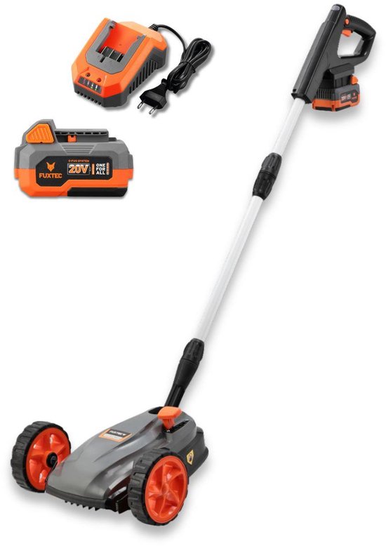 FUXTEC Snoerloze Einhand Gazonmaaier accu FX-E1RMEH20-SET - Compacte Grasmaaier - 20V Accu met Lader - 220 mm Maaibreedte - 300 W - 3-voudige Maaihoogteverstelling 30–50 mm - Flexibele Kogelkopbediening van Merkloos	
