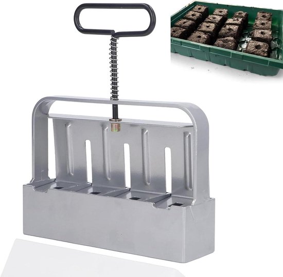 Fyearfly Handheld Bodemblok Maker, 4Grids RVS Handmatige Bodemblok Maker Tuin Handheld Zaailing Micro Bodem Blocker Set voor Kas van Merkloos	