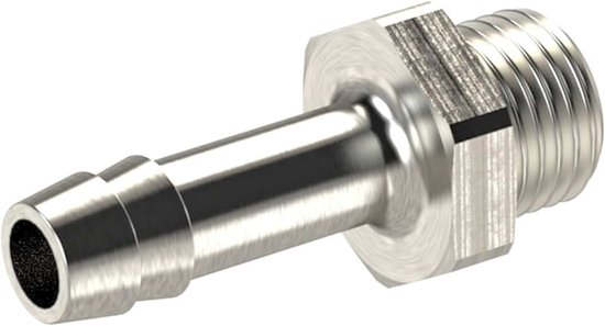 G 3/8 a., voor slang LW 12 mm, SW 19, messing niet; werkdruk max. 25 bar, bedrijfstemperatuur. Maximale 150 °C.