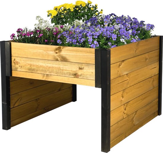 Garage voor Robotmaaier met Plantenbak - Hout, Tweekleurig, 79 x 73 x 56 cm