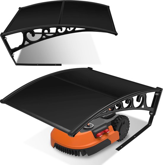 Garage voor robotmaaier robot carport voor robotmaaier 106x87x50 cm Zwart Zonnescherm Zwart stalen frame van Toolland