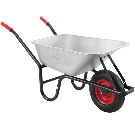 Gardebruk Kruiwagen - 100L Inhoud 250kg Draagkracht 140x67x58 - Zilver van Gardebruk