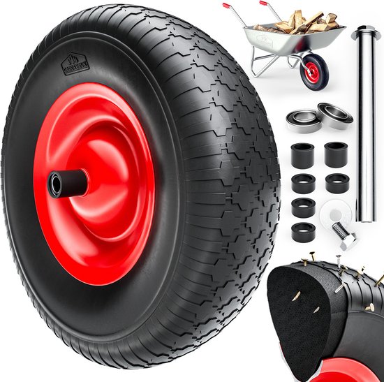 Gardebruk Kruiwagenwiel - Massief Rubber 200kg - 4.80/4.00-8 Ø 390 mm van Gardebruk