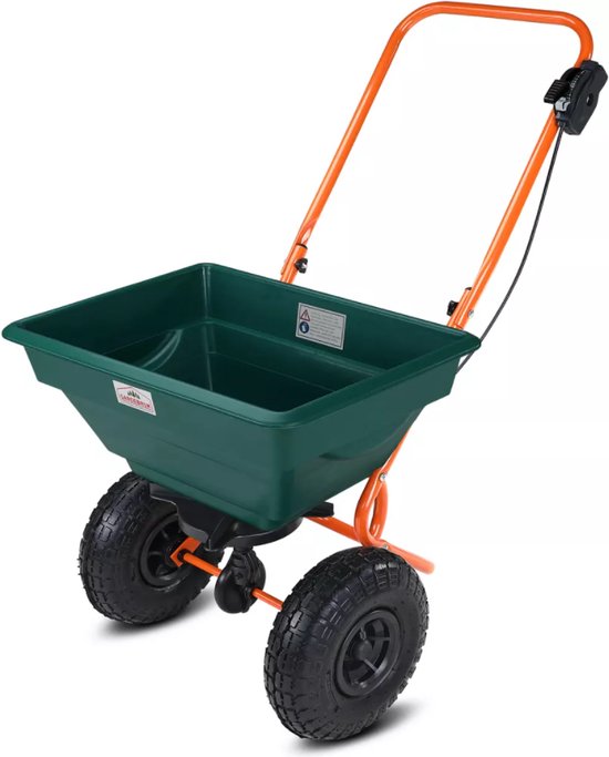 Gardebruk Strooiwagen 20L - Instelbaar Luchtband - Groen Oranje van Merkloos	