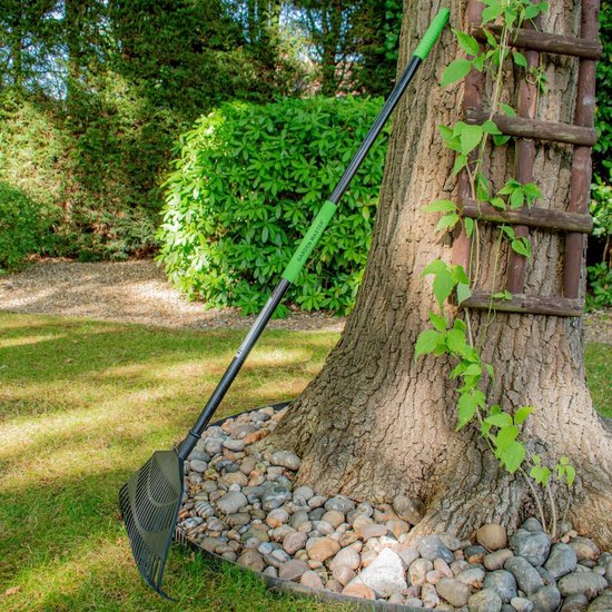 Garden Master® Gazonhark – Extra brede bladhark met 23 tanden, een duurzame kunststof kop, een gepoedercoat stalen - ShopVlot