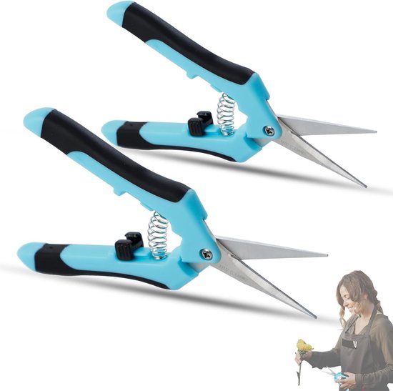 Garden Shears Set - Pack of 2 Rose Shears, Bonsai Plant Scissors with Stainless Steel Blades - Small Flower Scissors for Tree Branches, Flowers, Roses, Fruit van Merkloos	