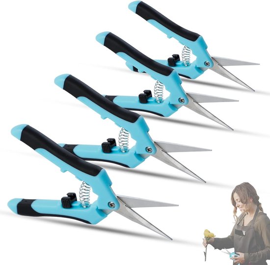 Garden Shears Set - Stainless Steel Blades for Tree Branches, Flowers, Roses, Fruits - 4 Pieces van Merkloos	