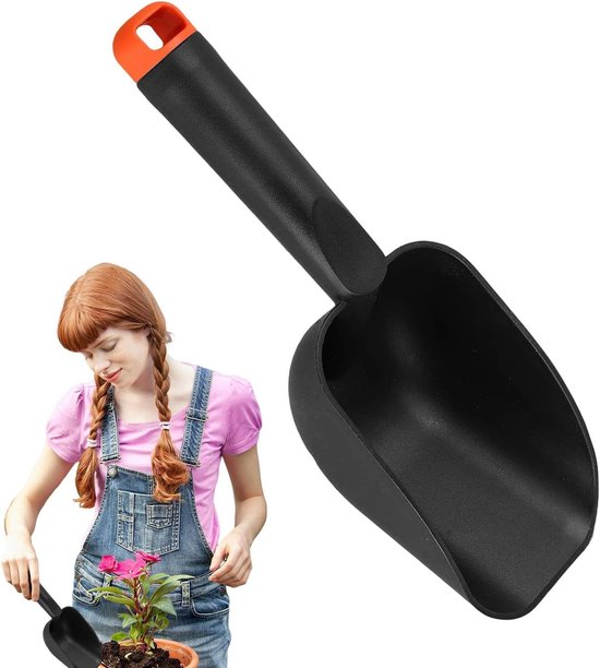 Garden Shovel, Hand Trowel Spade, Heavy-Duty Rust-Resistant, Ergonomic Grip, Stainless Steel for Planting, Digging, Transplanting, Soil Loosening, 28x7x9cm Black