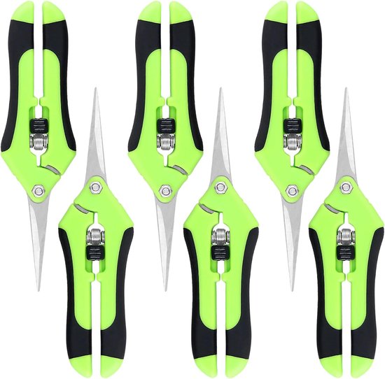 Gardena, snoeischaar, 6 stuks, 17 cm, handsnoeischaar met roestvrijstalen lemmet en ergonomische handgrepen, groene bloemenschaar, oogstschaar voor snijbloemen