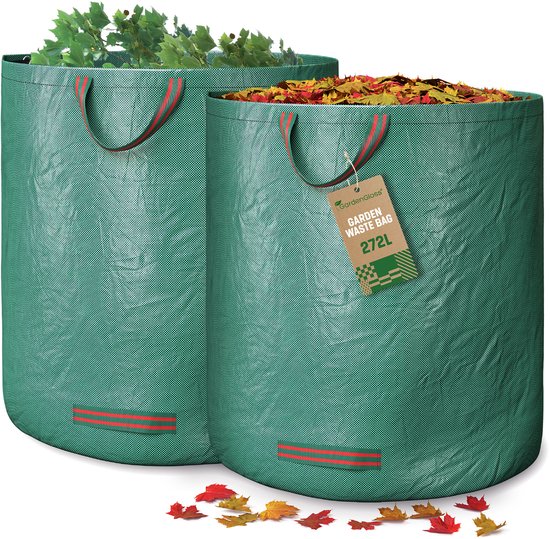 GardenGloss® 2x Tuinafvalzak Met Grepen - 272L Hoge Capaciteit - UV-Stabiel En Waterafstotend - Herbruikbare En Stabiele Tuinzak