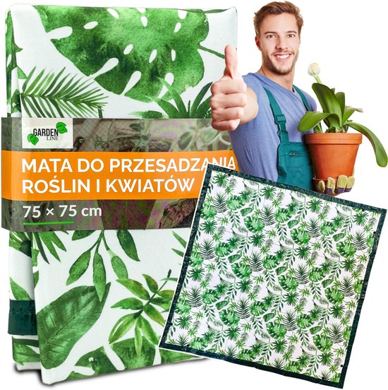 GardenLine - Verpotmat - 75x75cm - Waterdichte Stof - Bladpatroon van Merkloos	