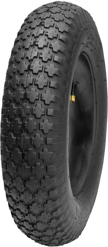 GARRONDA - Banden Set 4.80/4.00-8 met Binnenband Kruiwagenband Vervangband Kruiwagen Bolderkar Autoventiel 2PR Rubber Ø 390 mm voor Tuinwagen Erf Bouwplaats GD-0164, Zwart van Garronda