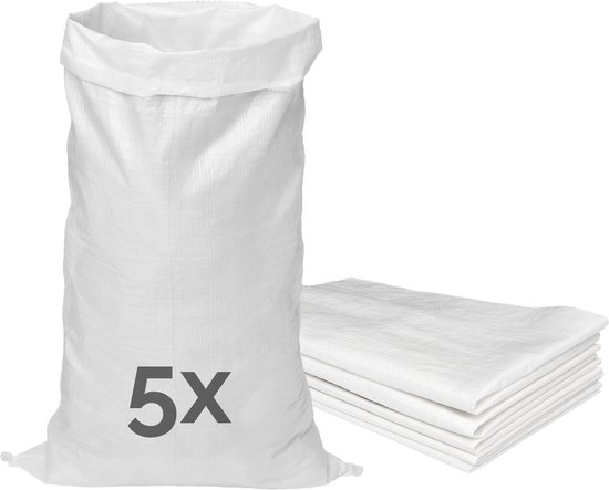 Garronda - Polypropyleen Zak - 105 x 65 cm – 5 Stuks – Tuinafvalzak - Geweven Zakken van PP - Voor zand en opslag – Scheurvast - Belastbaar tot 50 kg – Veelzijdig inzetbaar – Zandzakken – Tuinzak – Hoogwaterbescherming – GD-ROM-Bag80 van Merkloos	