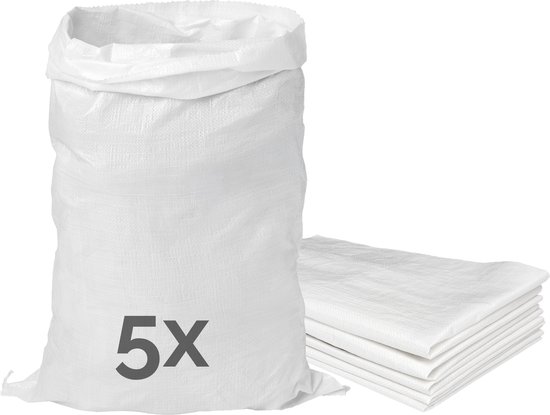 Garronda - Polypropyleen Zak - 80 x 50 cm – 5 Stuks – Tuinafvalzak - Geweven Zakken van PP - Voor zand en opslag – Scheurvast - Belastbaar tot 50 kg – Veelzijdig inzetbaar – Zandzakken – Tuinzak – Hoogwaterbescherming – GD-ROM-Bag80 van Garronda
