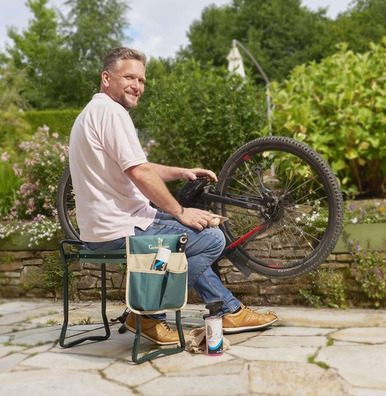GartenMeister 2 in 1 XXL zit- en kniebank - belastbaar tot 150 kg - inclusief praktische gereedschapstas van Merkloos	