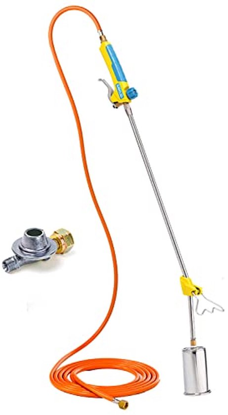 Gas Brander Set - Onkruidbrander Tuin - Onkruid Verwijderen - Chemisch Vrij Werken - 5 Meter Slang - Zwart