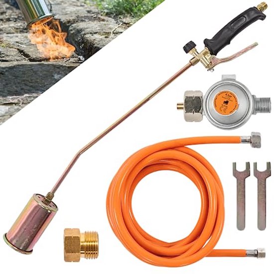 Gasbrander Afvlamapparaat met Slang en Drukregelaar - Ideaal voor Onkruidverdelging en Grillen van Hozelock