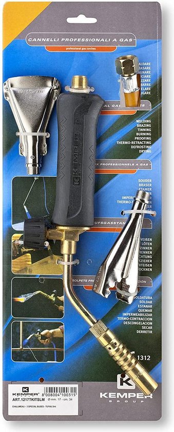 Gasbrander Kemper 32cm 1,5 m gasslang, ø17mm en dubbele mondstuk van Kemper
