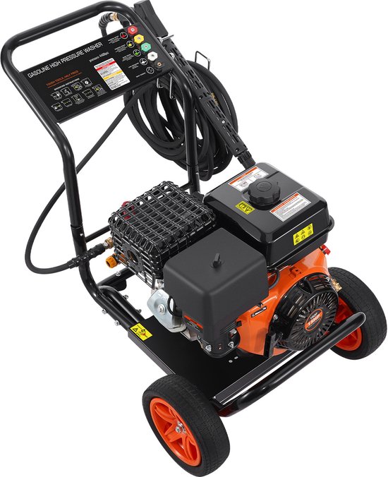 Gasgestookte hogedrukreiniger, 4400 PSI 15 l/min, 4 GPM met duurzame koperen pomp, spuitpistool, verlengstuk en 5 sproeikoppen voor het reinigen van auto's, hekken, huizen, opritten, terrassen en meubilair van DeWalt