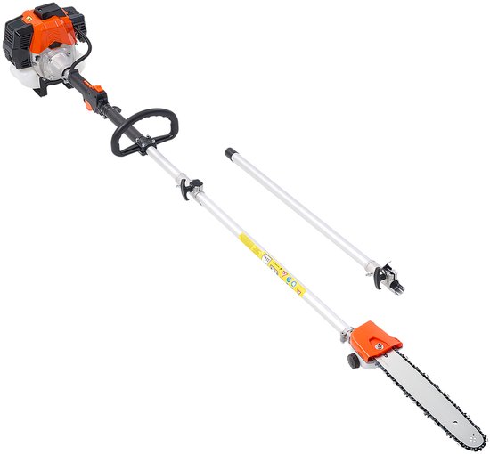 Gasgestookte stokzaag, 52 cc tweetaktmotor met 14 inch zaagblad, draadloze boomtrimmer met brandstoftank van 30 fl.oz, verstelbare lengte van 7,2 tot 10 ft, efficiënte kettingzaag voor snoeien en trimmen van Craftsman