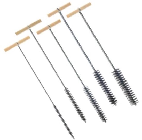 Gatenborstel van roestvrij staal, 5 stuks, 8 mm/12 mm/16 mm/20 mm/25 mm, cilindrische borstel, roestvrij staaldraad, boorborstel, effectieve reiniging van boorgaten
