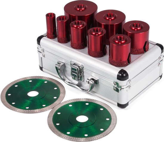 Gatenzaagset - 8PCS - Diamant Gatenzaagset - 20-68mm - met 2 Zaagbladen - Gereedschapskist - de 10-Delige Diamantboren Worden Geleverd - Vacuüm Gesoldeerd Draagbaar Keramiek van Kimura Japan
