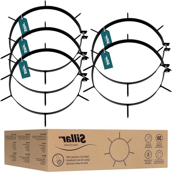 Gazon Beluchtingsringen - Tuinwals Accessoire - Gazon Verbeteren - 30 Stalen Spikes - 32 cm - Zwart