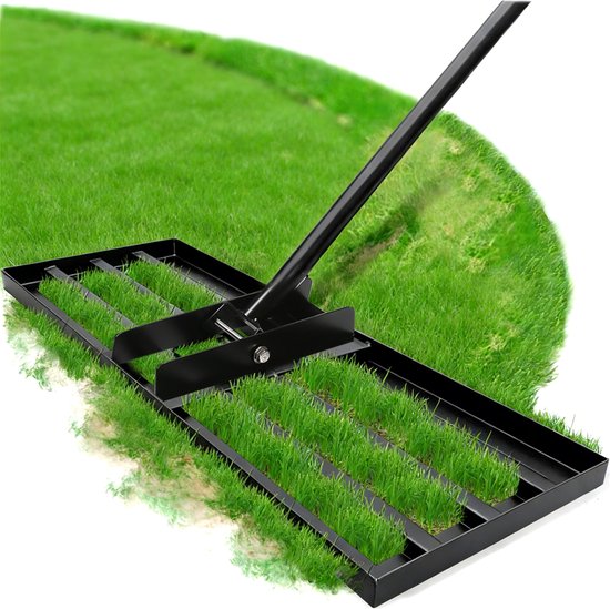 Gazon Egaliseer Hark 45X25CM– Professionele Gazonrakel met 2m Verstelbare Steel Ø25mm – Vernieuwd Model met Verbeterde Schroefverbinding tegen Losraken – Voor Zand & Grond Nivelleren van Merkloos	