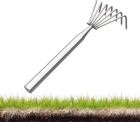 Gazon Hark - Tuin Gereedschap - Onkruid Wieden - Ergonomisch Handvat - 42 cm - Metaal
