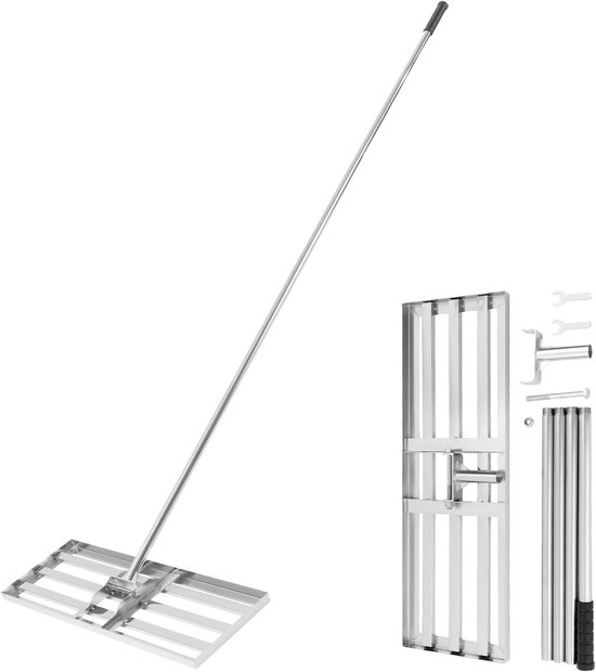 Gazon Nivelleerhark - Bodemhark Tuin - Gazon Egaliseren - Verstelbare Steel - 75 cm Werkbreedte - Zilver
