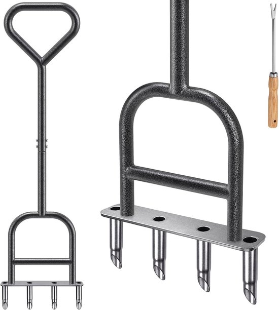 Gazon nivelleerhark - Handmatig - Roestvrijstaal - Ergonomische rubberen grip - Voor gazononderhoud