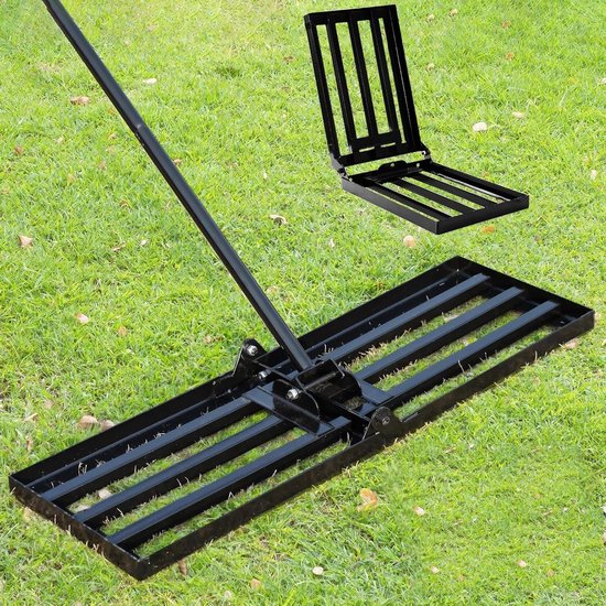 Gazon Nivelleerhark - Tuinhark Egaliseren - Gazon Voorbereiden - Verdikt Blad - 76 cm Breed - Zilver
