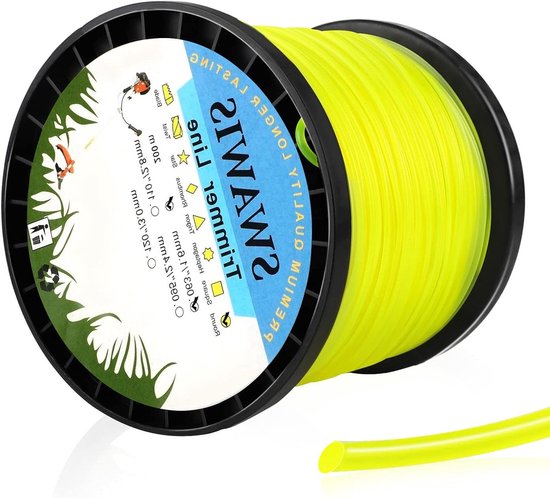 Gazon trimmer draad 1,6 mm diameter 200 meter lang - Nylon maaidraad voor trimmers en bosmaaiers - Geschikt voor gazon, wiet en tuinonderhoud - Gele kleur. van Merkloos	