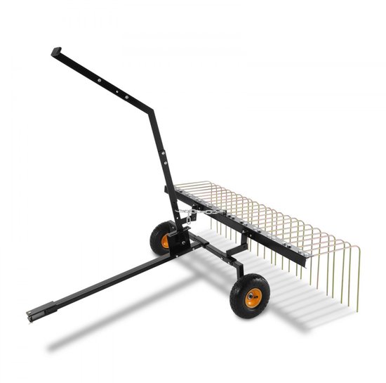 Gazon verticuteerhark - Sleepmodel voor ATV/Grasmaaier - Werkbreedte 152 cm - 24 Stalen Tanden - Hefhendel - Verwijdert Mos, Vilt en Bladeren