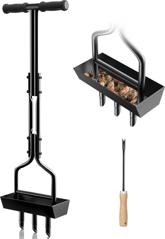Gazonbeluchter, gazonbeluchter, holle lepel, opbergbak en tuingereedschap, T-handgreep gazonbeluchter, gazonbeluchter, voor zwaar gebruik, gazonbeluchter, voor verdichte grond, van Merkloos	