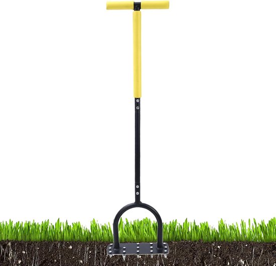Gazonbeluchter - Grasbeluchter Cultivator - Bodemverzorging Gazon - Ergonomische T-handgreep - 100x25x15 cm van Merkloos	