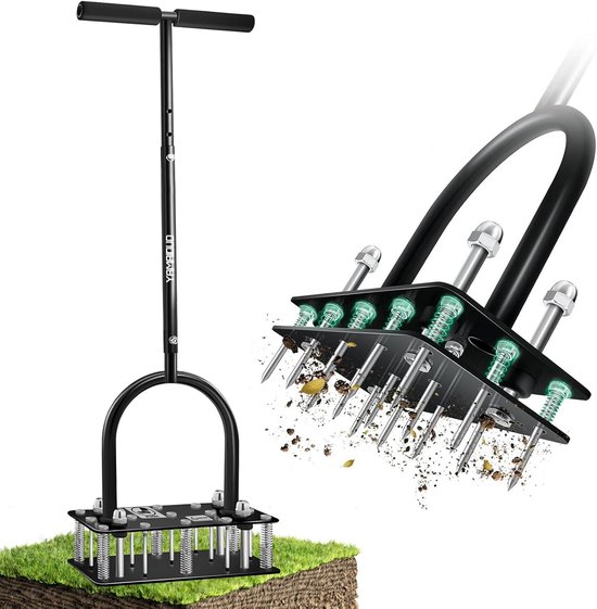 Gazonbeluchter met 15 Spikes – Handmatige Beluchter voor Verdikte Grond en Beter Gras van Merkloos	