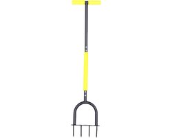 Gazonbeluchter Tool - Grasbeluchter Bodemluchter - Gazon Onderhoud - 4 Diepe Metalen Spikes - 38 inch Lengte - Zwart
