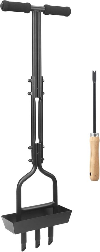Gazonbeluchter - Verticuteerhark - Verticuteermachines - Tuinwals - Grashark - Gazongereedschap - met Bodemkern Opbergbak - Handmatige Kernbeluchter - voor Buiten - Tuin - Tuinonderhoud - 27 x 95 cm - Zwart van VONROC