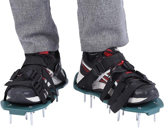 Gazonbeluchtingsschoenen met spikes en verstelbare riem - 1 paar grasbeluchtingssandalen voor het beluchten van het gazon, opent harde grond - tuinschoenen voor gazononderhoud.