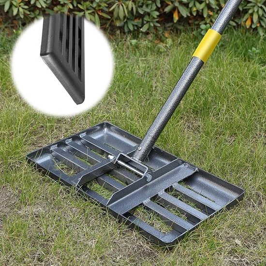 Gazonegaliseerhark 43x25cm – Verstelbaar 109-157cm – Gladde Rand – Roestvrij Staal – Tuin & Golf van Merkloos	